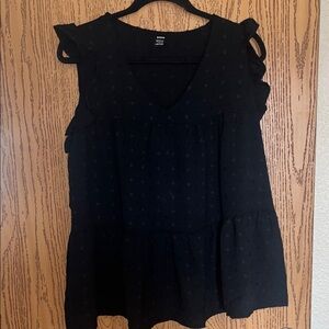 Black Ruffle Sleeve Blouse